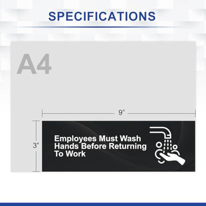 Magicfour 5 Pack Employees Must Wash Hands Sign, 9" x 3" Self-adhesive Wash Hands Sign for Restroom, Bathroom, Commercial Kitchens, Restaurant, Workplace, Hotels - size: 5Pcs Hand Wash Labels 9”x3“