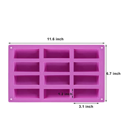 Palksky (2 Pack 12 Cavity Medium Narrow Silicone Rectangle Molds/Molds/Protein Bars mold/Energy Bars Maker for Caramel Bread Loaf Muffin Brownie Cornbread Cheesecake Pudding Soap Butter Mould - style: 2PCS 12 Bar Mold