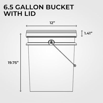 6.5-Gallon White Bucket Pail Container with Lid | Food Grade | Heavy-Duty Approx 90 MIL Extra Durable | Metal Handles with Plastic Grip | Multi-Use | Easy Stack and Store | BPA Free - 5 Pack - color: White - 6.5 Gallons, size: 5 Packs