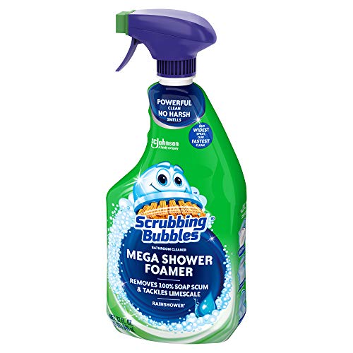 Scrubbing Bubbles Mega Bathroom and Shower Cleaner Spray, Foaming Action Removes Limescale and Soap Scum, Rainshower Scent, 32oz (Pack of 2) - size: 32 Fl Oz (Pack of 2)