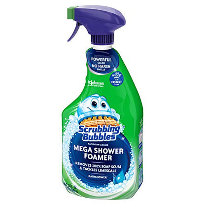 Scrubbing Bubbles Mega Bathroom and Shower Cleaner Spray, Foaming Action Removes Limescale and Soap Scum, Rainshower Scent, 32oz (Pack of 2) - size: 32 Fl Oz (Pack of 2)