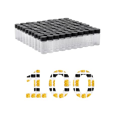 7ML Clear Glass Sample Vial, Liquid Sampling Sample Glass Bottle, Borosilicate Storage Glass Vial 22x40mm,Black 18-400 Polypropylene Screw Cap with PE Liners, Pack of 100 - size: 7ML