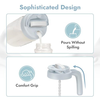 Papablic 32oz Formula Mixing Pitcher Lid, Breastmilk Pitcher Mixing Handle & Flip Locking Spout for Mixing Formula/Breastmilk/Protein Powder/Coffee, Blue - color: Blue Lid