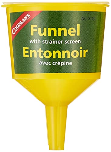 Coghlan's High-Strength Polypropylene Funnel with BrassStrainer,Ideal for RefillingCampStoves, Lanterns with Fuel,Mess-FreeDesign for Quick, EasyPouring at Campsites and Home,2 1/4"(Pack of 12) - size: 2 1/4" (Pack of 12)
