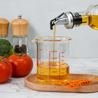 Glass Measuring Cup 1 Cup,8oz 250ml Borosilicate Liquid Measuring Cup with Spout (250ml-red)