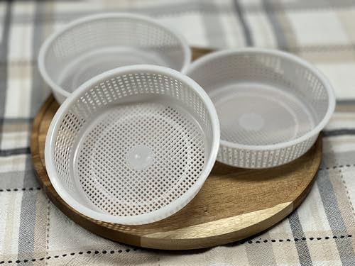 3 pcs Medium Cheese Mold for Cheese Making 1/2 qt - Soft Cheese Molds - Homemade Cheese Making Supplies - Moldes Para Queso Fresco o Panela Casero. White (Marshmallow White) - color: Snow White