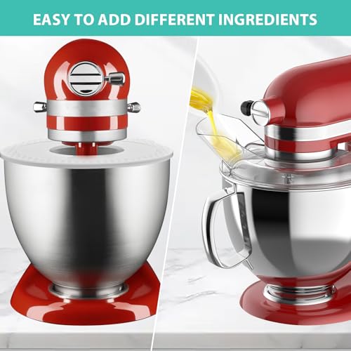 Pouring Shield and Mixer Bowl Cover (for Stainless Steel Bowls Only) Compatible with Kitchenaid 4.5-5QT Tilt Head, Splatter Guard Lids for Stainless Steel Mixer Bowl, Not for Bowl Lift - size: For 4.5-5QT Mixer