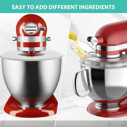Pouring Shield and Mixer Bowl Cover (for Stainless Steel Bowls Only) Compatible with Kitchenaid 4.5-5QT Tilt Head, Splatter Guard Lids for Stainless Steel Mixer Bowl, Not for Bowl Lift - size: For 4.5-5QT Mixer
