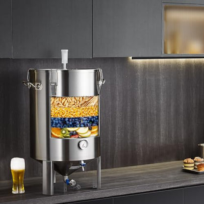 VEVOR Fermentation Tank 16 Gal,Stainless Steel Beer Brew Fermentor, Brew Bucket Fermentor for Home Brewing with Conical Base Brewing Equipment - size: 16 Gal-Fermenter1.0