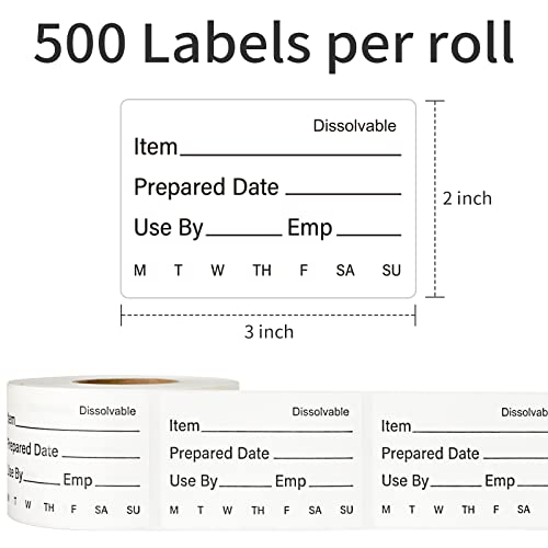 L LIKED 500 Pcs Dissolvable Food Labels Large Size 2" x 3" Food Storage Stickers Use by Shelf Life Labels for Food Storage - size: 2"x3"/500labels/Black
