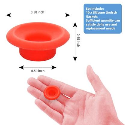 10PCs Dopamine color Silicone Gaskets Washers Seals for Cap Swing Flip Top for Home Brew Beer Soda Bottle Sealing (Red) - color: Red