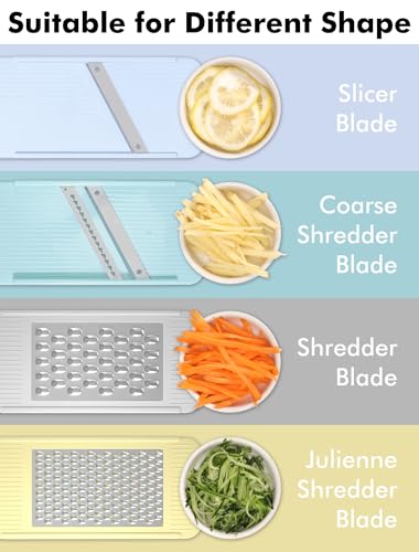Geedel Professional Mandoline Slicer for Kitchen, Multi Purpose Vegetable Slicer Cutter, Vegetable Cutter Onion Cutter for Veggie Fruit Cheese - color: Light Blue