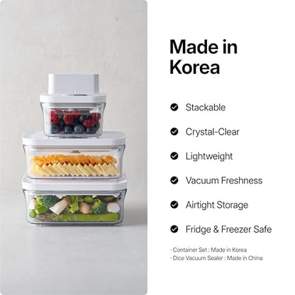 VAKUEN Premium Airtight Food Storage Containers, Mini 9P/SET include Vacuum Sealer, Smart One-Click Seal Lid, No Hinges, 100% Leak Proof, BPA-FREE, Dishwasher, Freezer & Microwave Safe