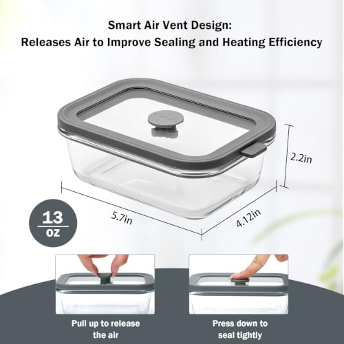 10 Pack 13oz Glass Meal Prep Containers with Glass Lids | Glass Food Storage Containers with Glass Lids, Airtight Lunch Containers for Microwave, Oven, Freezer and Dishwasher