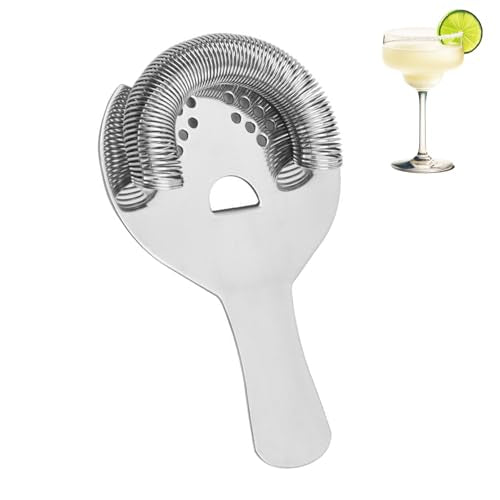 Hawthorne Strainer for Cocktails 2 Prong Bar Strainer with Removable Spring Stainless Steel Mixed Drink Strainer for Bartending - color: Silver