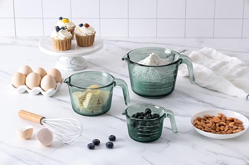 COOK WITH COLOR Glass Measuring Cups - Ideal for Cooking and Baking, Green - color: Green