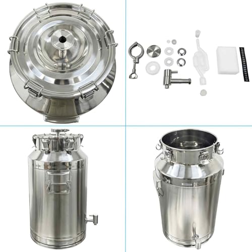 35L Stainless Steel Fermenter Tank with Faucet & Exhaust Valve 304 Food-Grade Fermentation & Storage Container for Wine, Beer, Sauerkraut