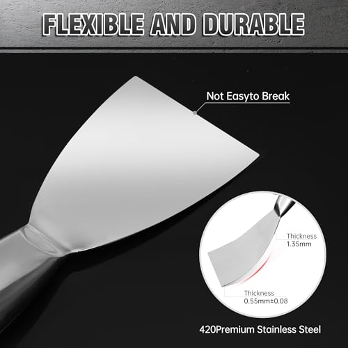 Fishark Putty Knife, 6 Inch One Piece Stainless Steel Scraper, Spackle Knife, Putty Knife Scraper, Wallpaper Scraper Paint Scraper Tool for Drywall Repair, Removing Wallpaper, Mud, Applying Plaster - color: 6″