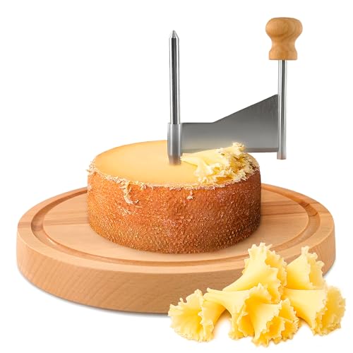 Cheese Curler Wheel – Works with Tête de Moine, Creates Floral Curls – Stainless Steel Blade, Solid Wood Base, Non-Slip Pads | Cheese Wheel Shaver for Rosette Flowers, Charcuterie and Gifting