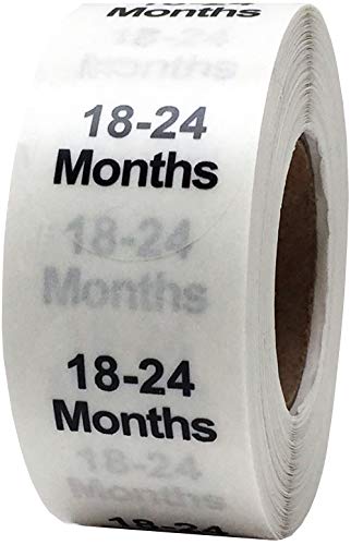 Clear Circle 18-24 Months Clothing Size Stickers - 3/4 Inch Round, 500 Clear Plastic Adhesive Labels Per Roll for Retail Apparel, Baby Clothing Organization, and Inventory - Made in the USA - color: 18-24 Months