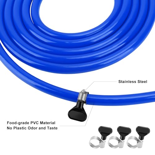 20FT Beer CO2 Line for 5/16" Barb Fitting, PVC Gas Tubing & 6 PCS Stainless Steel Clamps Food-grade Keg CO2 Line Hose-Gas Dispense Home Brewing Carbonation - size: 20 Feet