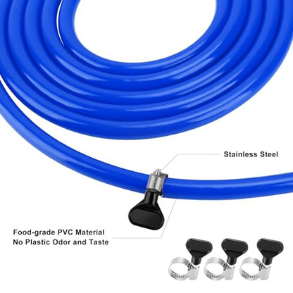 20FT Beer CO2 Line for 5/16" Barb Fitting, PVC Gas Tubing & 6 PCS Stainless Steel Clamps Food-grade Keg CO2 Line Hose-Gas Dispense Home Brewing Carbonation - size: 20 Feet