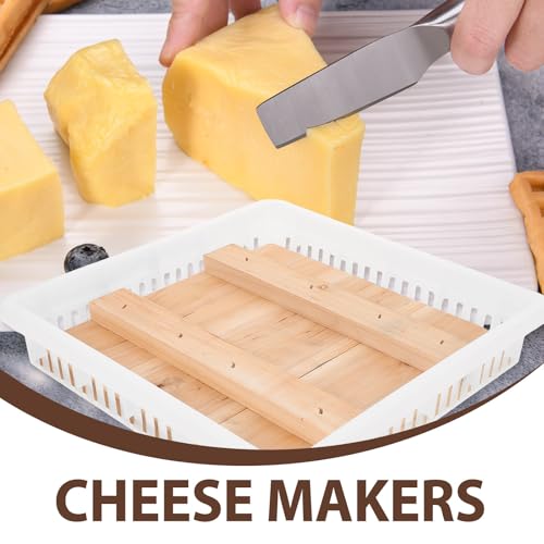 SOIMISS Cheese Press for Cheese and Tofu Making with Compact Wooden and Plastic Mold Tool for Small Kitchens