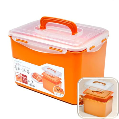 Probiotic Kimchi & Sauerkraut Container for Fresh Fermentation | Airtight Food Storage with Inner Vacuum Lid, (6.3 L) (1.66gal)