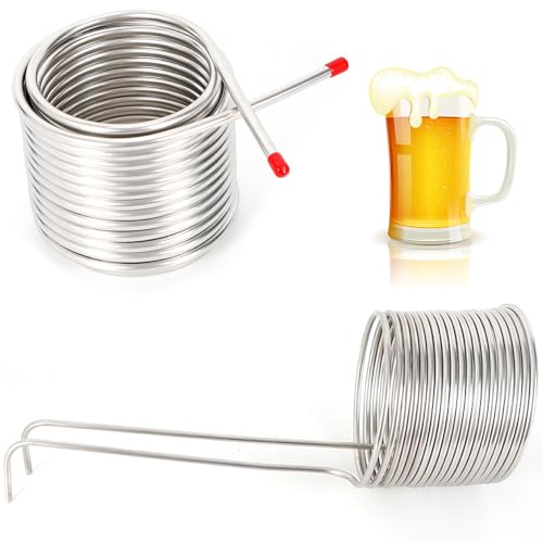 Stainless Steel Wort Chiller, 12.7Qt Double Layer Immersion Beer Cooling Coil 304 Food Grade Home Brewing Cooling Pipe with 0.5mm Thickness Immersion Wort Chiller for Homebrew Beer Wine Wort Cooling