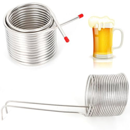 Stainless Steel Wort Chiller, 12.7Qt Double Layer Immersion Beer Cooling Coil 304 Food Grade Home Brewing Cooling Pipe with 0.5mm Thickness Immersion Wort Chiller for Homebrew Beer Wine Wort Cooling