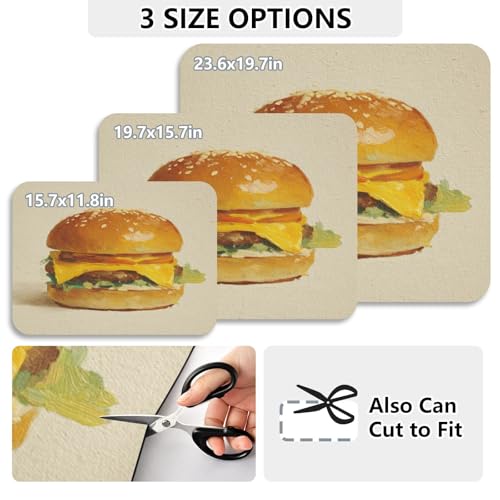 Burger Cheese Lettuce Beige Dish Drying Mat for Kitchen Counter Highly Absorbent Coffee Bar Mat Heat Resistant Dish Rack Pad for Sink Utensils Draining Racks 15.7" x 11.8" - size: 15.7x11.8inch