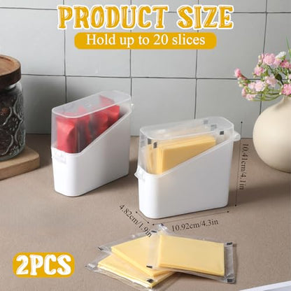 2Pcs Sliced Cheese Container Cheese Storage Container for Fridge Clear Airtight Cheeses Holder Keeper Saver for Ham Bacon Cream Cheeses 4.3X4.3X1.5 Inches