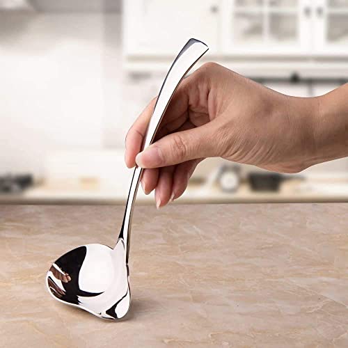 IMEEA 7-Inch Small Sauce Ladle with Pour Spout, 18/10 Stainless Steel Drizzle Spoon for Gravy, Dressing, Sauce, 2-Piece - size: 2 x Drizzle Spoon