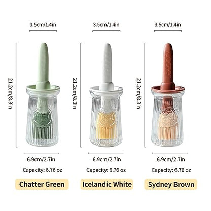 Oil Dispenser with Brush - Glass Olive Oil Dispenser for Kitchen, 3 IN 1 Oil Dispenser Bottle with Silicone Basting Brush for Cooking Vinegar Sauce BBQ Grill Frying (White) - color: White, style: 1 Pack