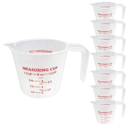 8 Pcs 1 Cup/8 Oz Plastic Measuring Cups With Spout And Handle | 250ml Clear Graduated Measuring Cups With Oz And Ml Markings For Water, Flour, Liquids, Baking, Cooking And Mixing - color: 8 Pcs, size: 1Cup/8OZ