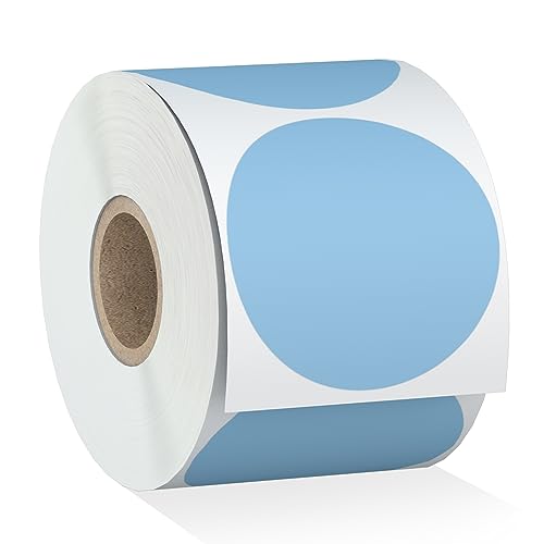 Misofuki 2" 750 Labels Blue Circle Direct Thermal Stickers Labels Roll Compatible with Zebra, Rollo, MUNBYN, Self-Adhesive Round Direct Thermal Labels - color: C-1-bl