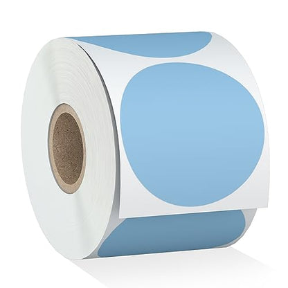 Misofuki 2" 750 Labels Blue Circle Direct Thermal Stickers Labels Roll Compatible with Zebra, Rollo, MUNBYN, Self-Adhesive Round Direct Thermal Labels - color: C-1-bl