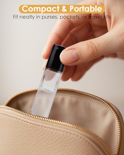 Worldgsb 12 Pack Essential Oil Roller Bottles, 10ml Refillable Clear Glass Roller Bottles with Stainless Steel Roller Balls and Caps for Travel, Perfume and Lip Gloss - color: Clear, style: 12 Pack