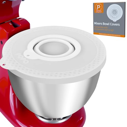 Silicone Mixers Bowl Cover Compatible with KitchenAid 4.5-5 Quart Tilt-Head Stand Mixers Bowl (White) - color: White