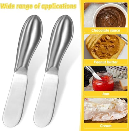 Spreader Knife Set,6-Piece Cheese and Butter Spreader Knives, Stainless Steel, Gifts for Father's Day/Christmas, Birthday/Parties, Wedding/Anniversary and Thanksgiving Day (6 Silver Round Cheese Knife Set) - color: 6 Silver Round Cheese Knife Set
