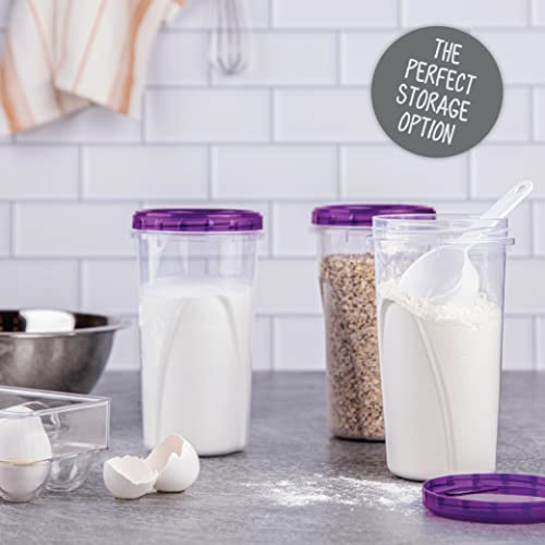 PLASTICPRO 48 Ounce Twist Top Deli Containers Clear bottom With Purple Top Twist on Lids Reusable, Stackable, Food Storage Freezer Container - color: Purple