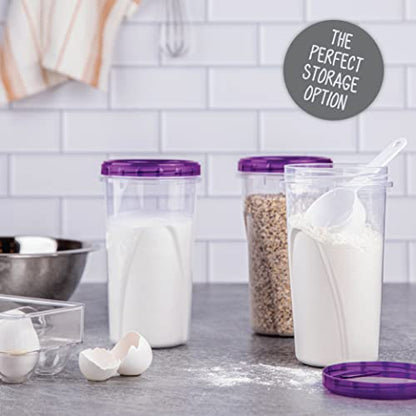 PLASTICPRO 48 Ounce Twist Top Deli Containers Clear bottom With Purple Top Twist on Lids Reusable, Stackable, Food Storage Freezer Container - color: Purple