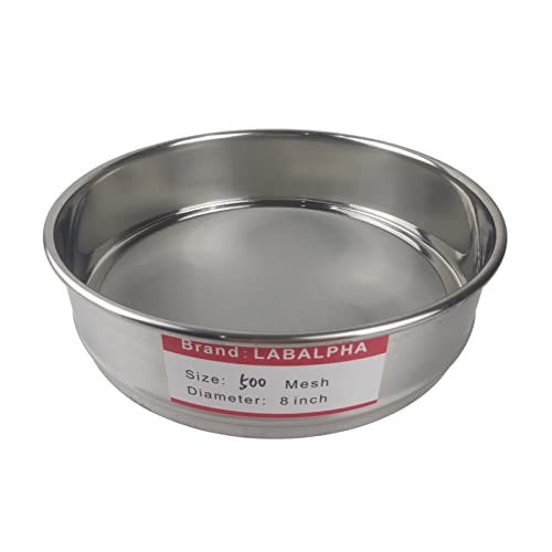 LABALPHA 500 Mesh Lab Sieves, #500 Mesh Test Sieve, 8'' Diameter, 304 Stainless Steel Wire Cloth (0.0308mm) - size: 500 mesh (0.0308mm)