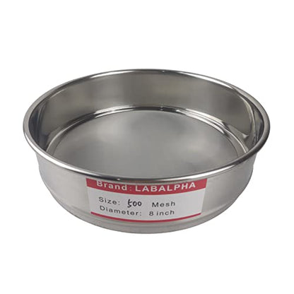 LABALPHA 500 Mesh Lab Sieves, #500 Mesh Test Sieve, 8'' Diameter, 304 Stainless Steel Wire Cloth (0.0308mm) - size: 500 mesh (0.0308mm)