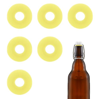 6pcs Dopamine color Silicone Gaskets Washers Seals for Cap Swing Flip Top Bottle for Home Brew Beer Soda Bottle Sealingflat,no cover (Lemon Yellow) - color: Lemon Yellow