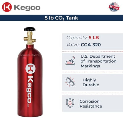 Kegco Elite Series Direct Draw Keg Tap Kit with Red 5 lb. Co2 Tank - color: Elite Series Commercial Grade