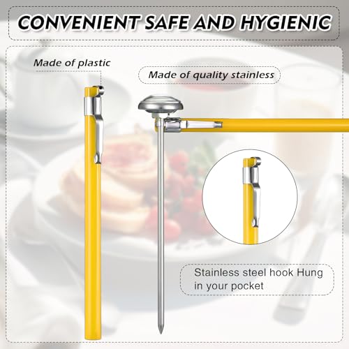 Xuhal 6 Pcs Stainless Steel Kitchen Thermometer with 5 Inch Long Stem 1 Inch Dial Thermometer Milk Frothing Food for Oven Probe Meat Grill BBQ Cooking Chocolate Water(Yellow) - color: Yellow