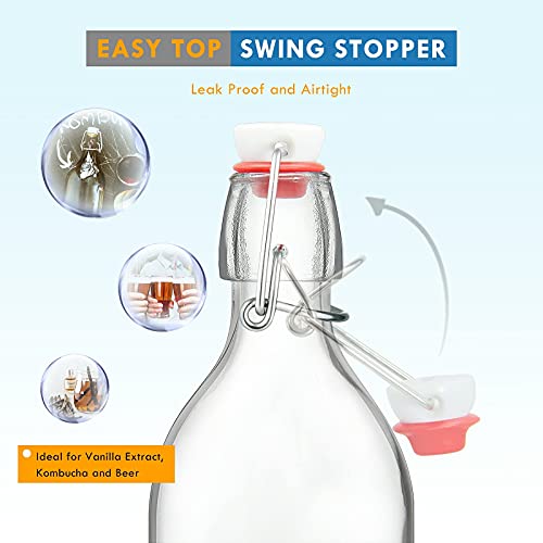 YEBODA 16oz Swing Top Bottles -Glass Beer Bottle with Airtight Rubber Seal Flip Caps for Home Brewing Kombucha,Beverages,Oil,Vinegar,Water,Soda,Kefir,6 Pack