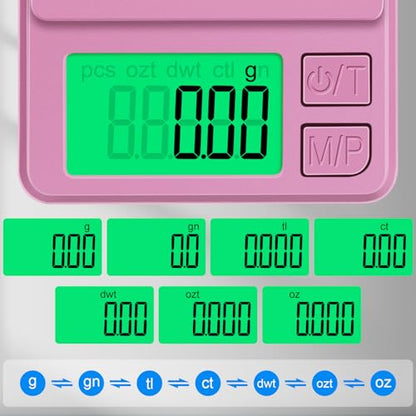Diyife 1000g Digital Pocket Gram Scale 0.01g Accuracy, Mini Jewelry Scale with Protective Cover, 7 Units, Tare Function, LCD Display, Suit for Jewelry, Powder, Pink - color: Pink