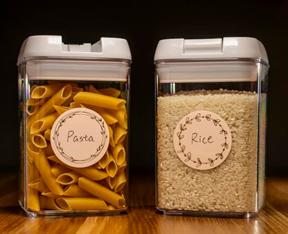 MONEST Waterproof & Oil Resistant Jar & Lid Stickers - Pantry/Canning, Spice & Bottle Labels (Rose Gold Flower) - style: Rose Gold Flower